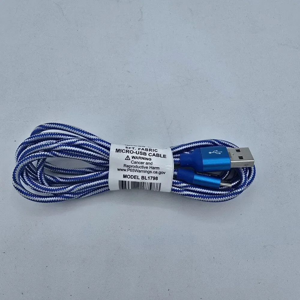 Wireless Gear 6 ft micro usb sync and charge cable. Fabric material.
